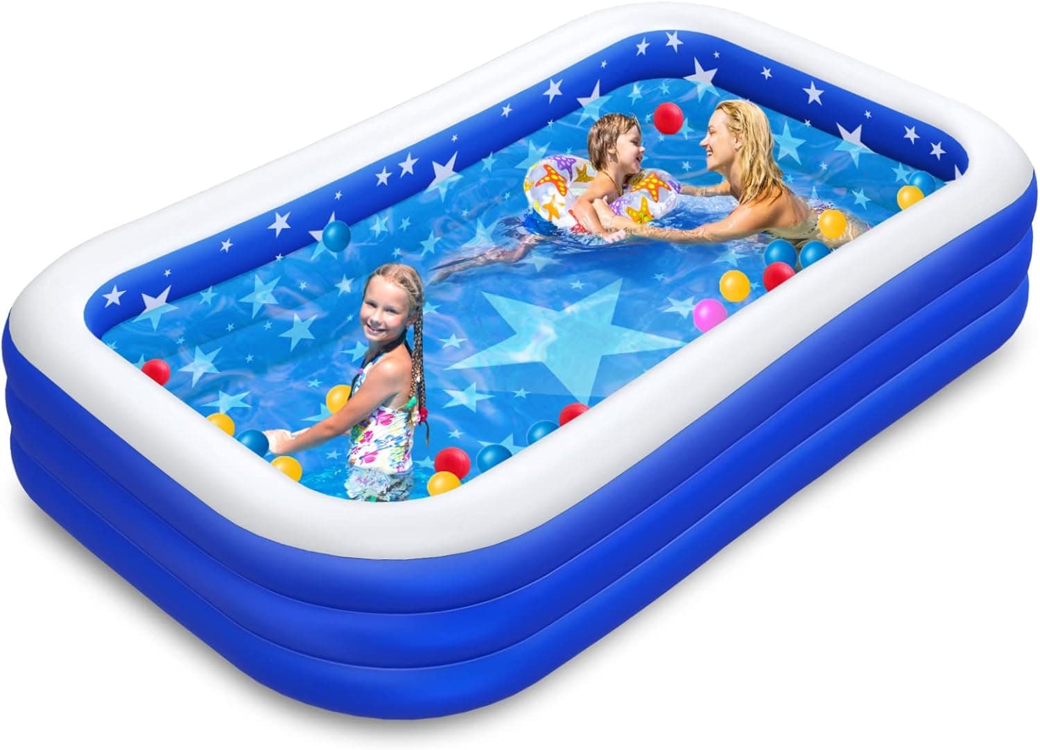 Inflatable Swimming Pool, 96" X 56" X 22" Kiddie Pool, Amily Inflatable Lounge Pool for Kiddie, Kids, Adults, Infant, Toddlers, Easy Set Swimming Pool for Garden, Backyard, Outdoor Summer Water Party