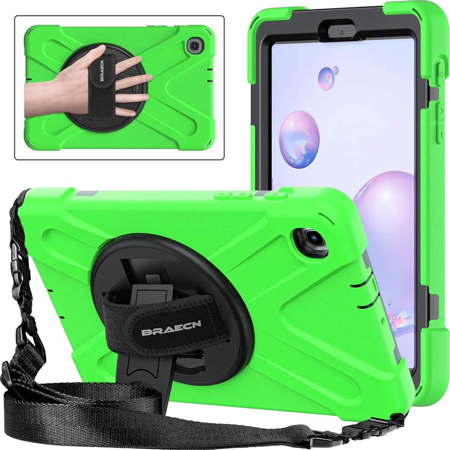 BRAECNstock Samsung Galaxy Tab A 8.4 Case T307, Full Body Rugged Heavy Duty Protective Case with Built-in Kickstand Hand/Shoulder Strap for SM-T307/T307U Samsung Galaxy Tab A 8.4 inch 2020 - Green