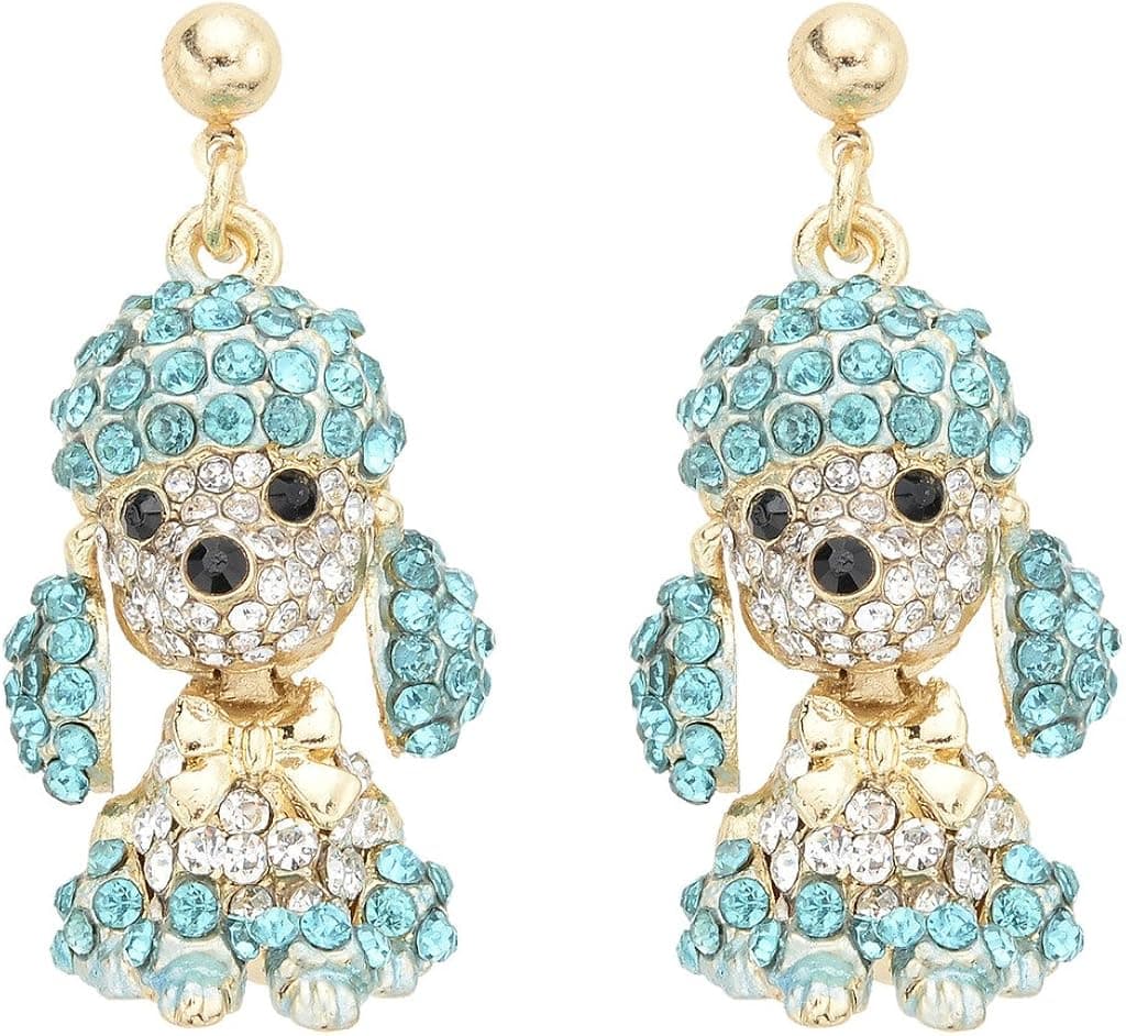 EVER FAITH Women's Austrian Crystal Adorable Animal Poodle Bow-tie Dangle Earrings