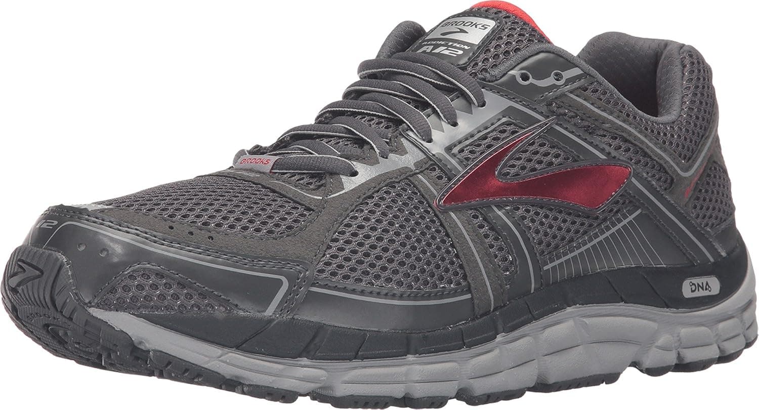 Brooks Addiction 12 Men Round Toe Synthetic Running Shoe Anthracite/High Risk Red/Silver 10 D(M) US
