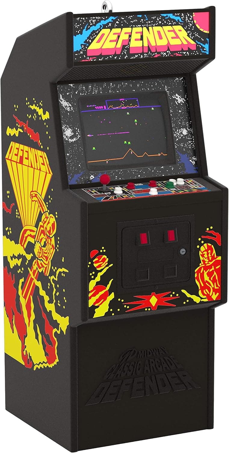 Hallmark Keepsake Christmas Ornament 2019 Year Dated Defender Arcade Game with Light and Sound,