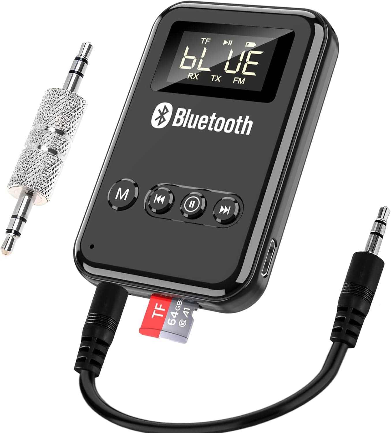 KotiSIG Bluetooth Transmitter Receiver with LCD Screen, Audio V5.0 Bluetooth Adapter for TV to Headphones, 4-in-1 Wireless AUX Adapter for TV/Car/PC/Home Theater/Speakers/MP3 Player