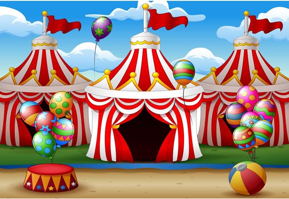 Yeele Circus Backdrop 9x6ft, Cartoon Circus Outdoor Carnival Tent Photography Background Birthday Party Decors Vinyl Photoshoot Backdrops Video Studio Photo Booth Props