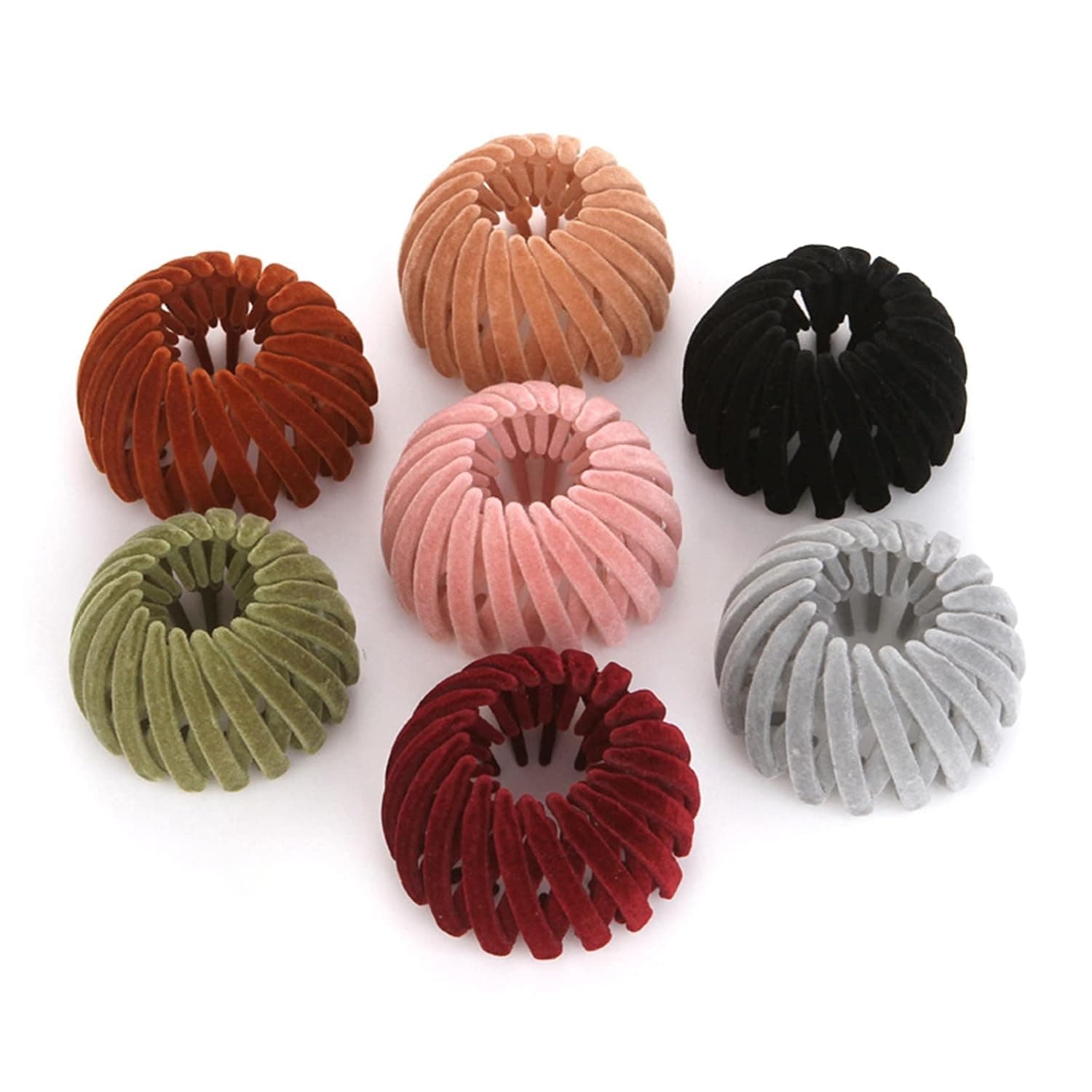 7pcs Birds Nest Velvet Hair Clip, Lazy Bird's Nest Plate Hairpin, Expandable Geometric Ponytail Holder Hair Claw Clamps Hairpin, Expandable Ponytail Plate Hairpin, Fashion Clip Hair Bun Accessories