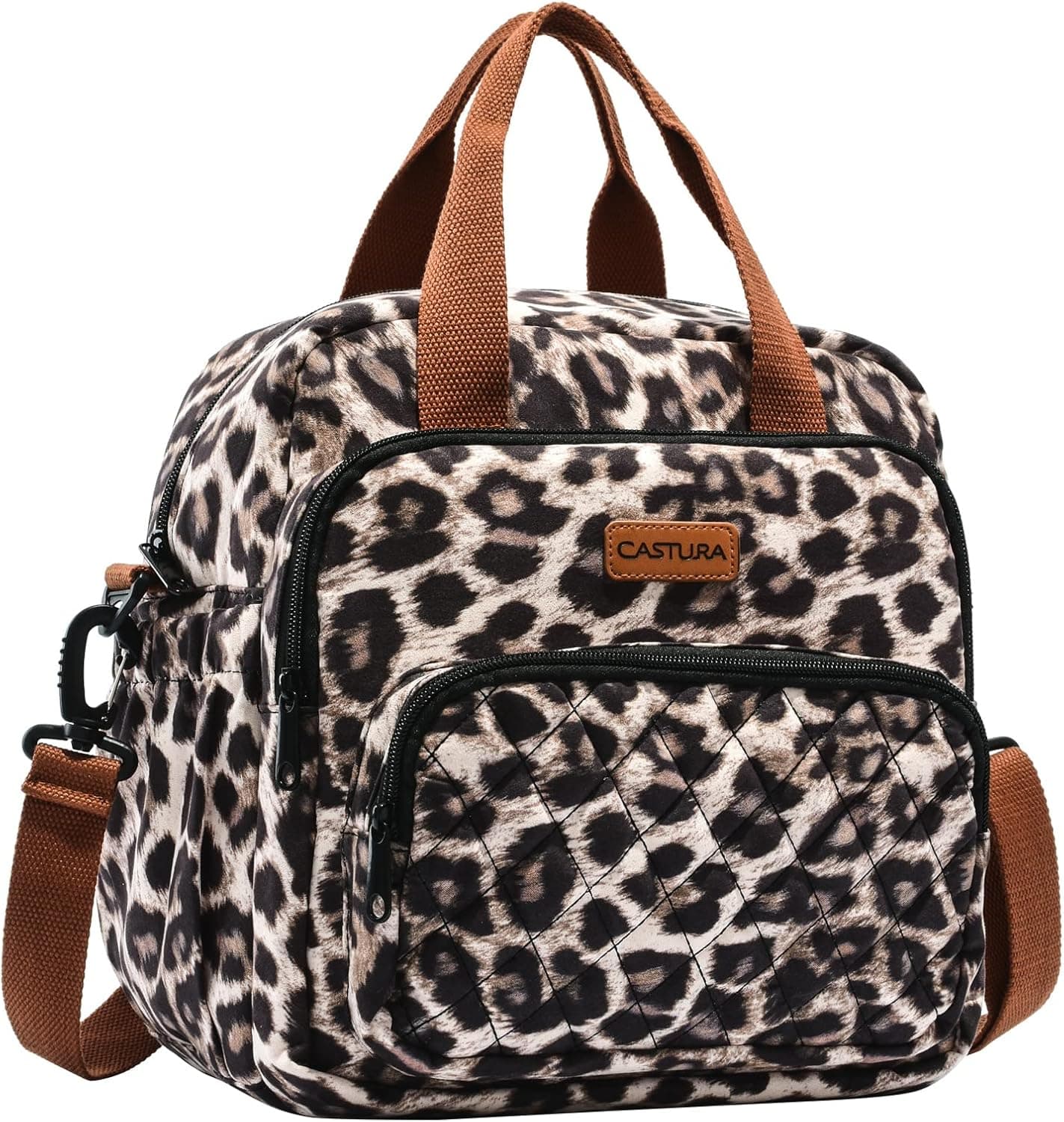 Castura Women Lunch Bag Insulated Convertible Backpack Lunch Tote Leopard