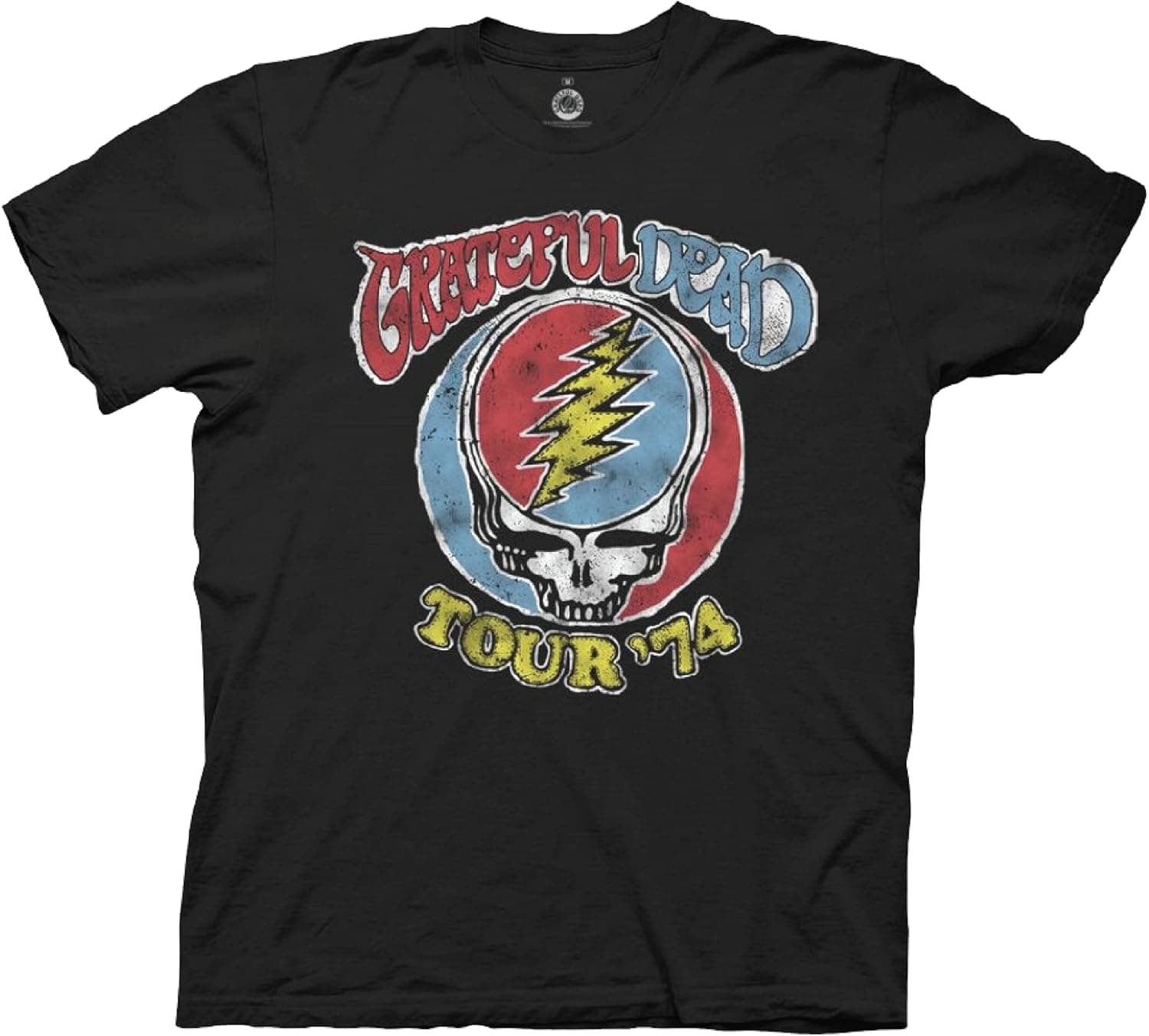 Ripple Junction Grateful Dead Men's Short Sleeve T-Shirt Steal Your Face Stealie Tour 1974 Logo Officially Licensed