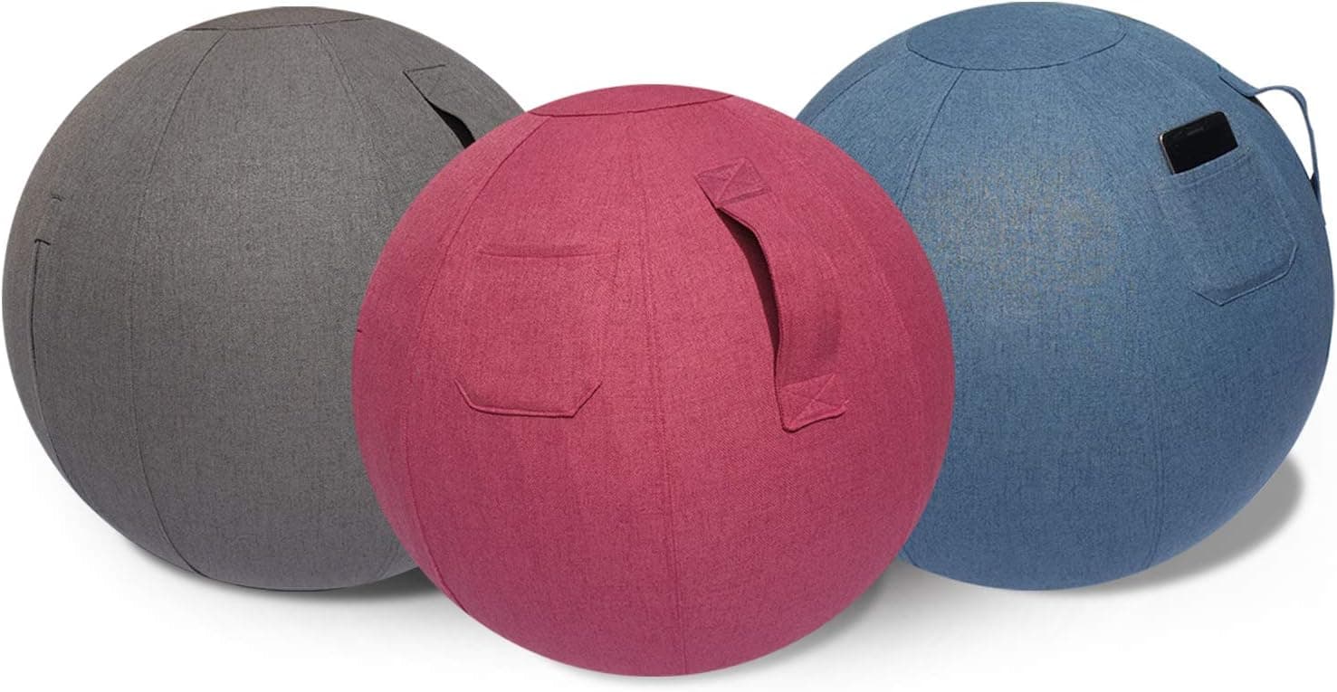 Yoga Ball Cover - Exercise Ball Cover - For 65cm Birthing Ball, Stability Ball, Fitness Ball, Balance Ball - Posture Stability, Workout Equipment - Machine Washable Slipcover with Handle and Pocket