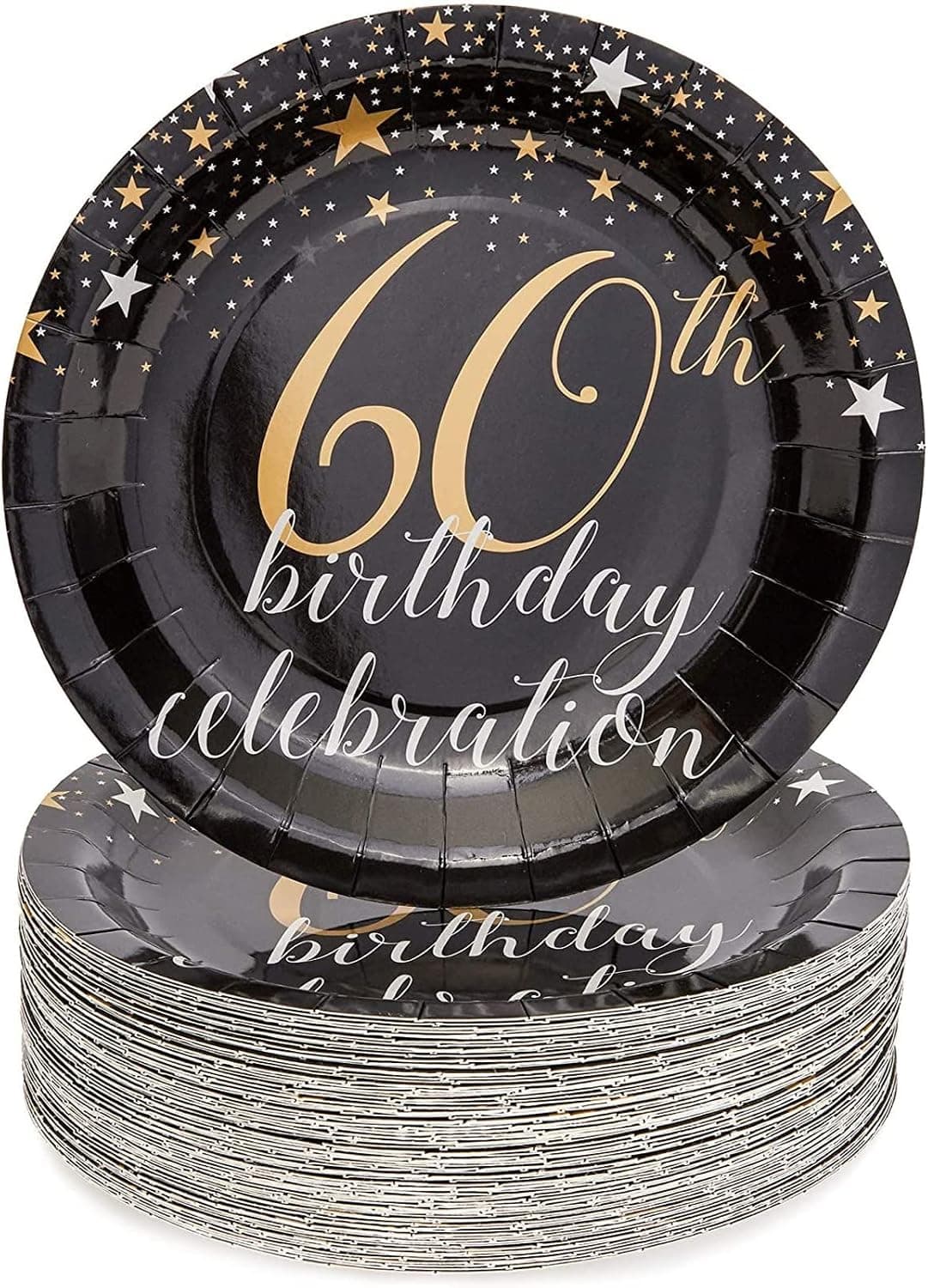 Sparkle and Bash 60th Birthday Party Plates (9 In, 80 Pack)