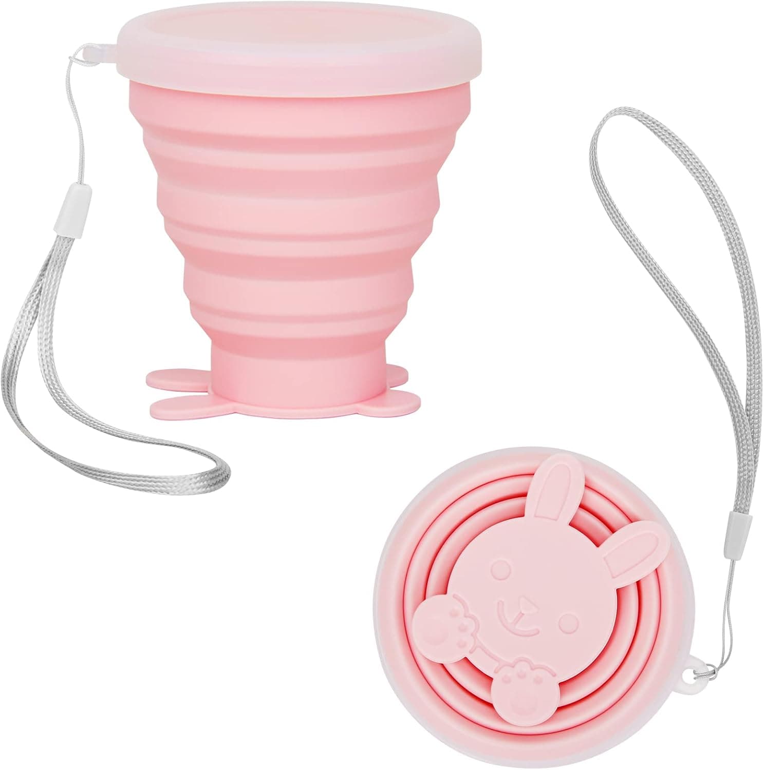 Foldable Silicone Water Cup for Travel Camping, Portable Reusable Picnic Collapsible Snack Cups, Pocket Size Extensible, (pink), 3.15x3.15x0.79 inch