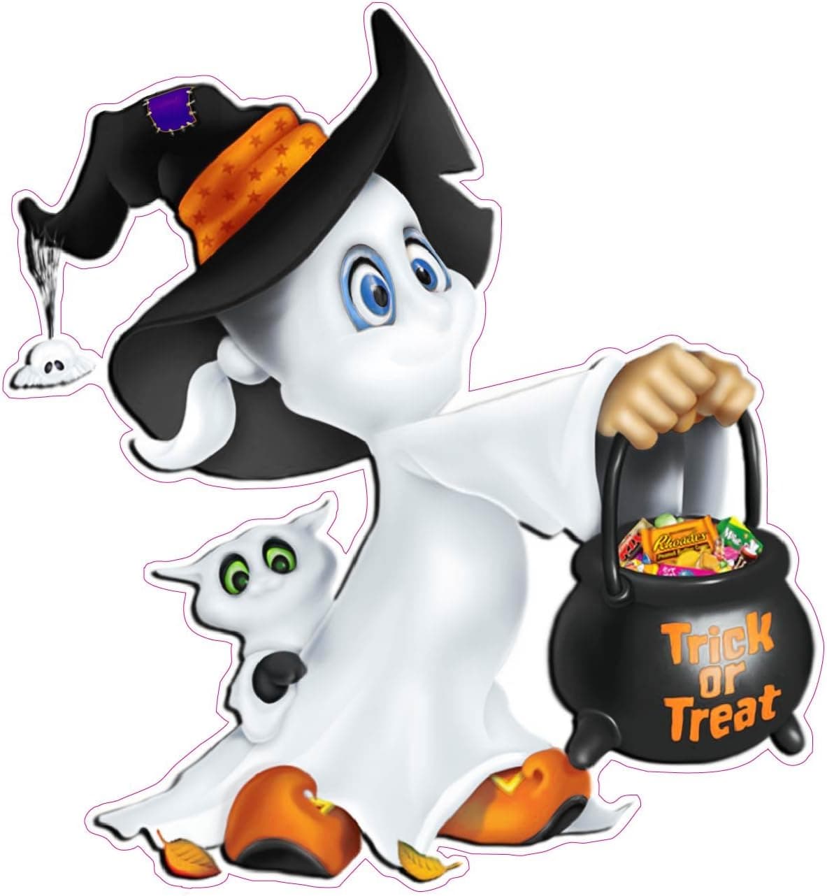 Cute Halloween Ghost Wall or Window Decor Small Decal 12" x 11"