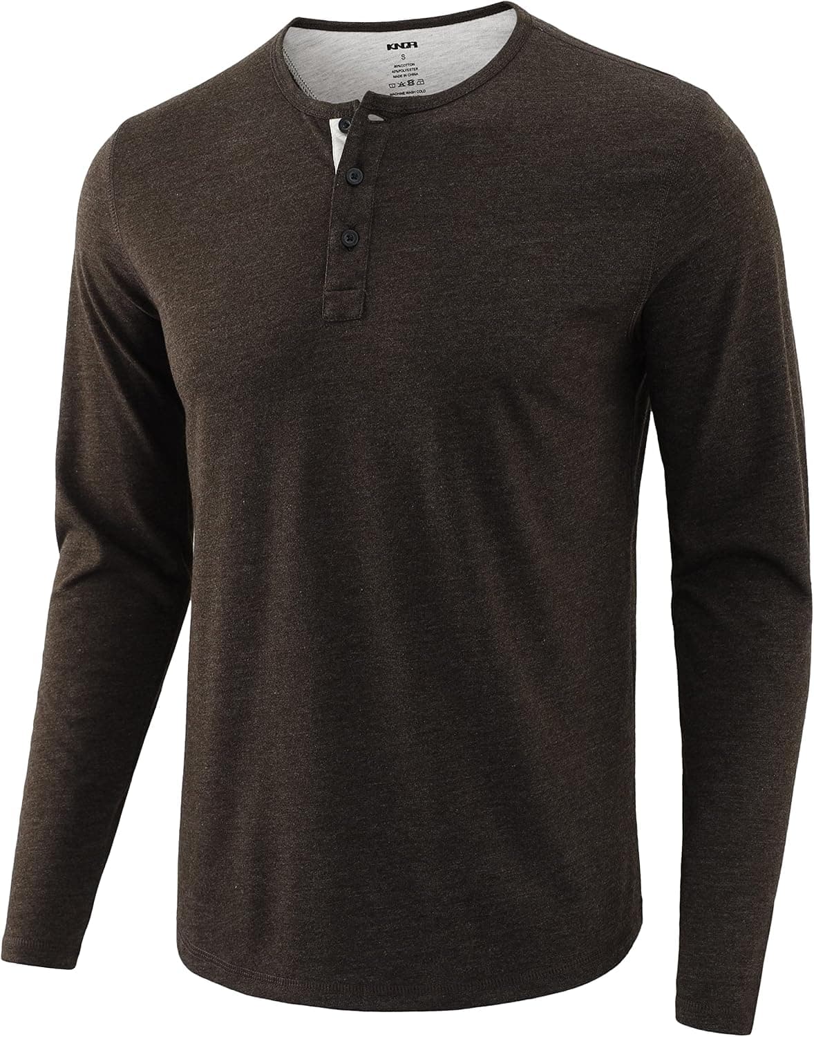 KNQR Men's Athletic Long Sleeve Slim Fit Active Sportswear Workout Running Gym Henley T-Shirts