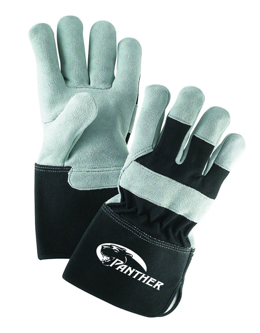 Galeton 2135-L Panther Select Leather Palm Gloves, Gauntlet Cuff (4.5"), Large, Black/Gray (Pack of 12)