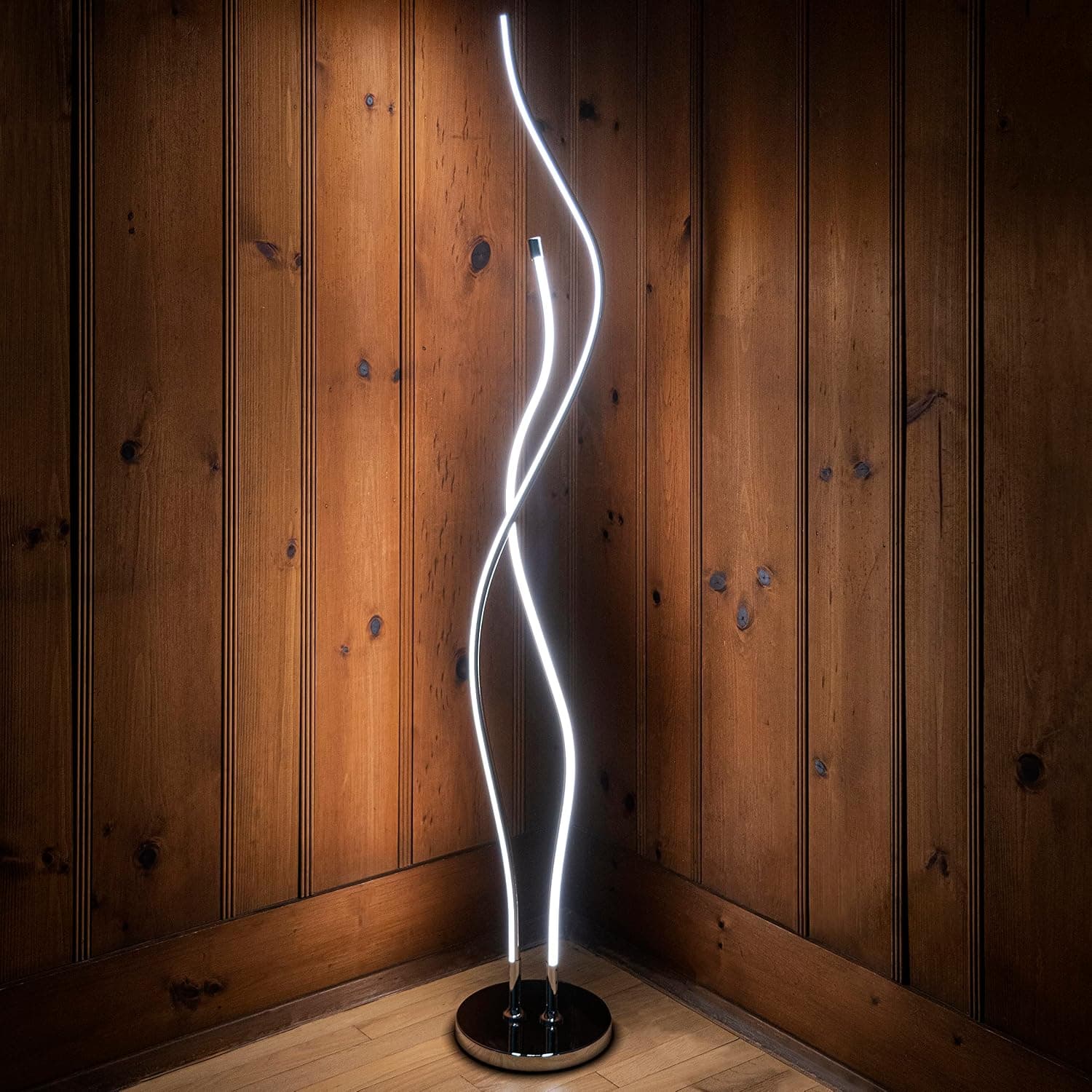 JONATHAN Y JYL7008A Cairo 63.75" LED Integrated Floor Lamp, Modern, Contemporary, Office, Living Room, Family Room, Dining Room, Bedroom, Guest Room, Hallway, Foyer, Chrome