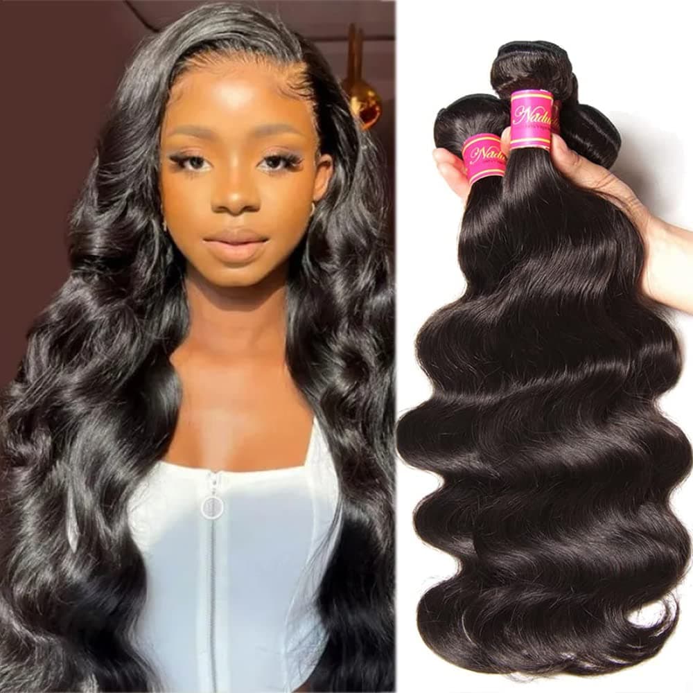 Nadula Hair 100% Unprocessed Brazilian Virgin Human Hair 10A Brazilian Body Wave 3 Bundles Hair Extentions Double Weft Natural Color 16 18 20 Inch