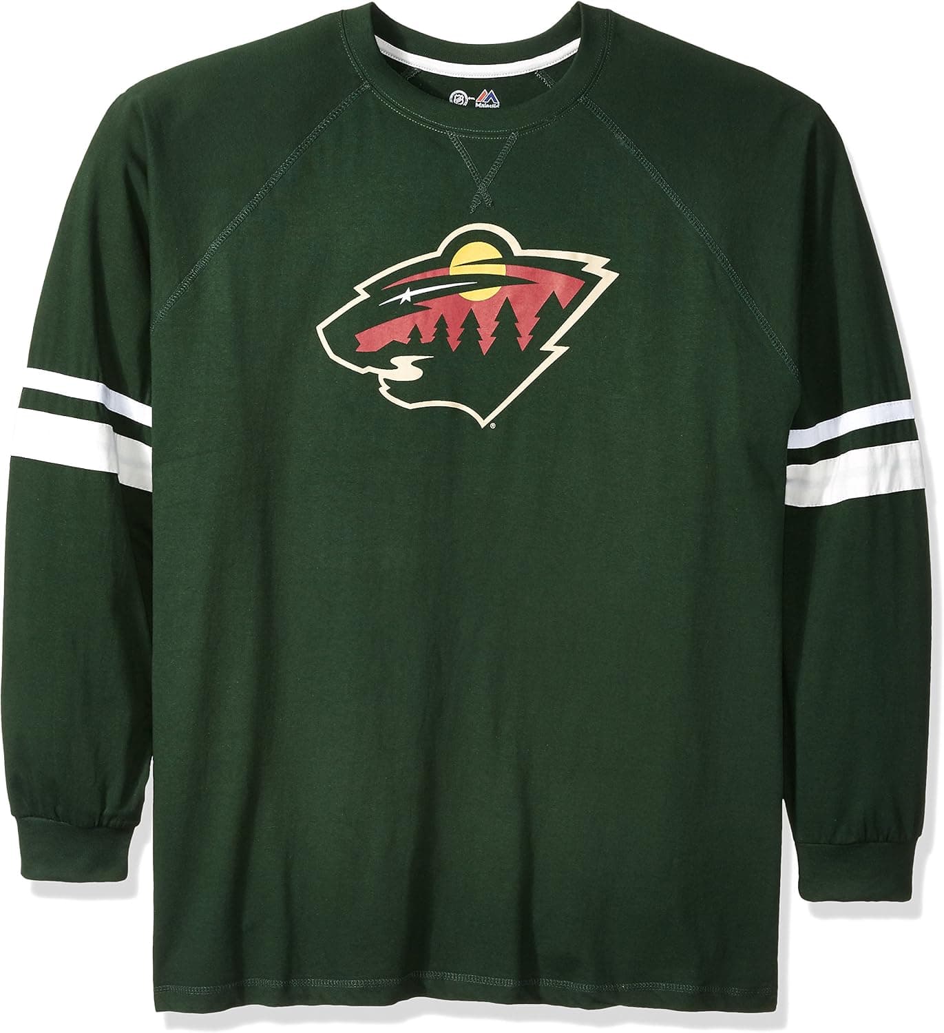 NHL Minnesota Wild Long Sleeve Tee with Double Arm Stripes, Large, Dark Green