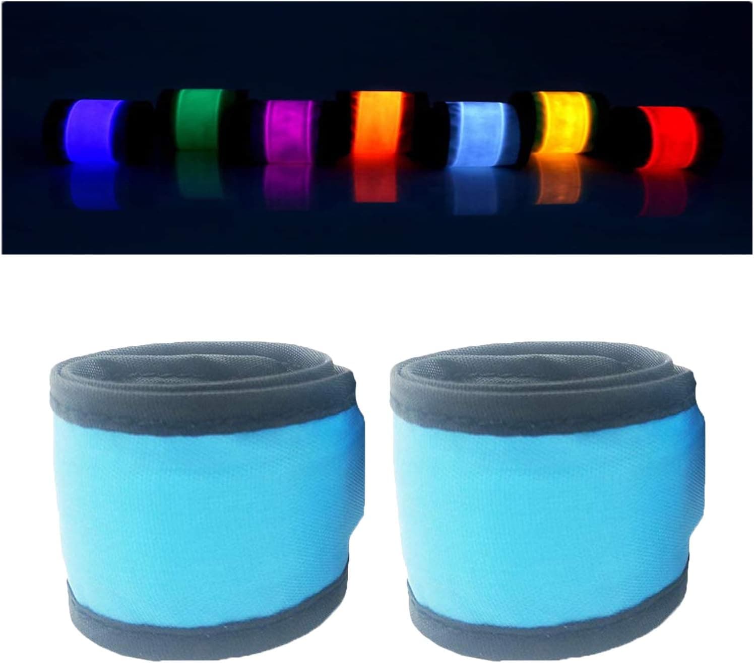 Anmixinuss LED Light Up Armband,Adjustable Glow Wrist Band,Night Safety Light Up Band for Cycling,Run Concerts Outdoor Sports Camping Use (2 Pack - Blue)…