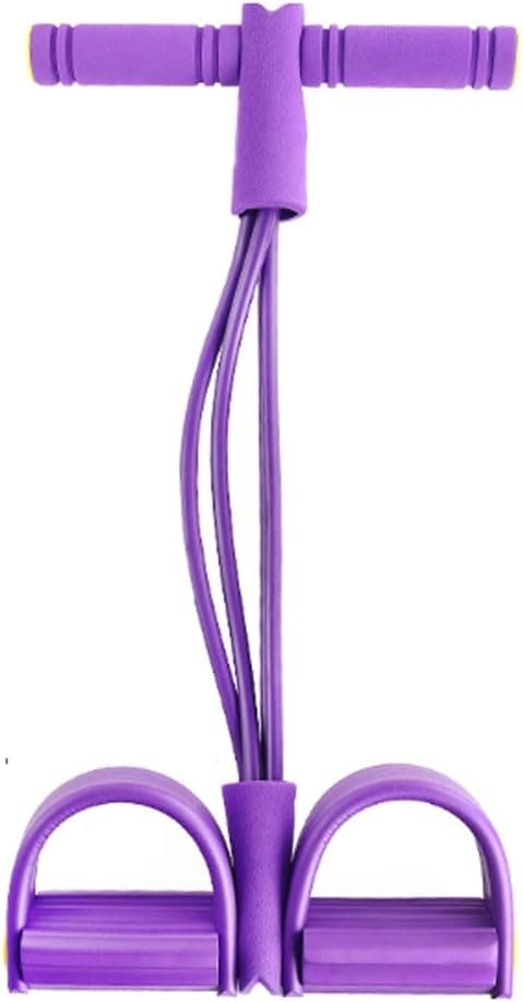 Pedal Resistance Band - Fitness Elastic Pull Rope for Abdomen,Waist,Arm,Leg Stretching Training - Ultra-Light 4-Tube Natural Latex Sit-up Fitness Equipmentfor Home Workouts(Purple)