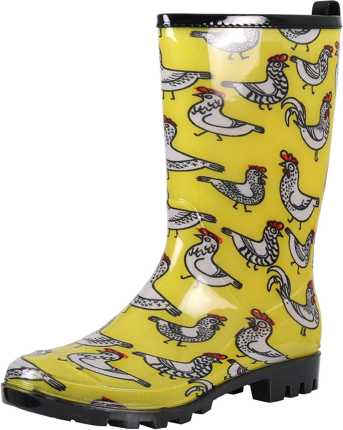 Colorxy Women's Waterproof Garden Rain Boots - Colorful Floral Printed Mid-Calf Garden Shoe Classic Short Wellies Rainboots
