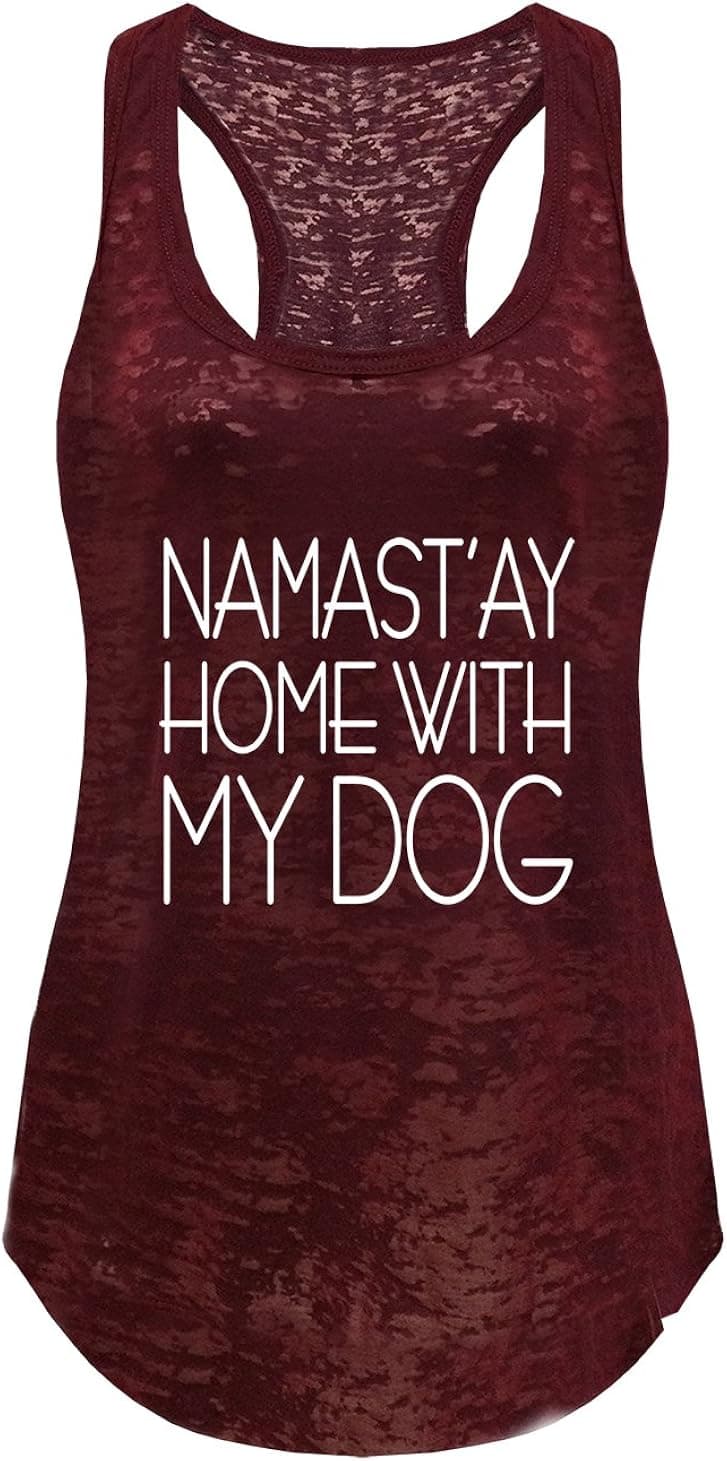 Tough Cookie Clothing Tank Top – Women’s Namastay at Home with My Dog Print Workout Yoga Active Racerback Sleeveless Shirt