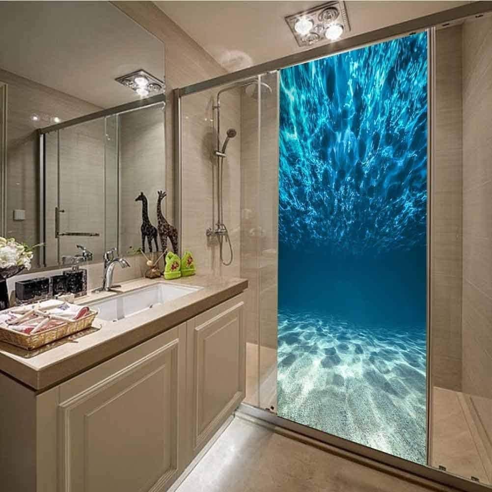 GMB Underwater Ocean Window Film Privacy Frosted Window Treatments Static Cling Decorative Window Coverings Window Film for Bathroom Home Kitchen Office (43.3"x55.1") 110x140cm