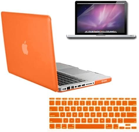 SmackTom 3 in 1 Rubberized Hard Case Skin for Macbook Pro 13 inches with Protective Keyboard Cover - Orange