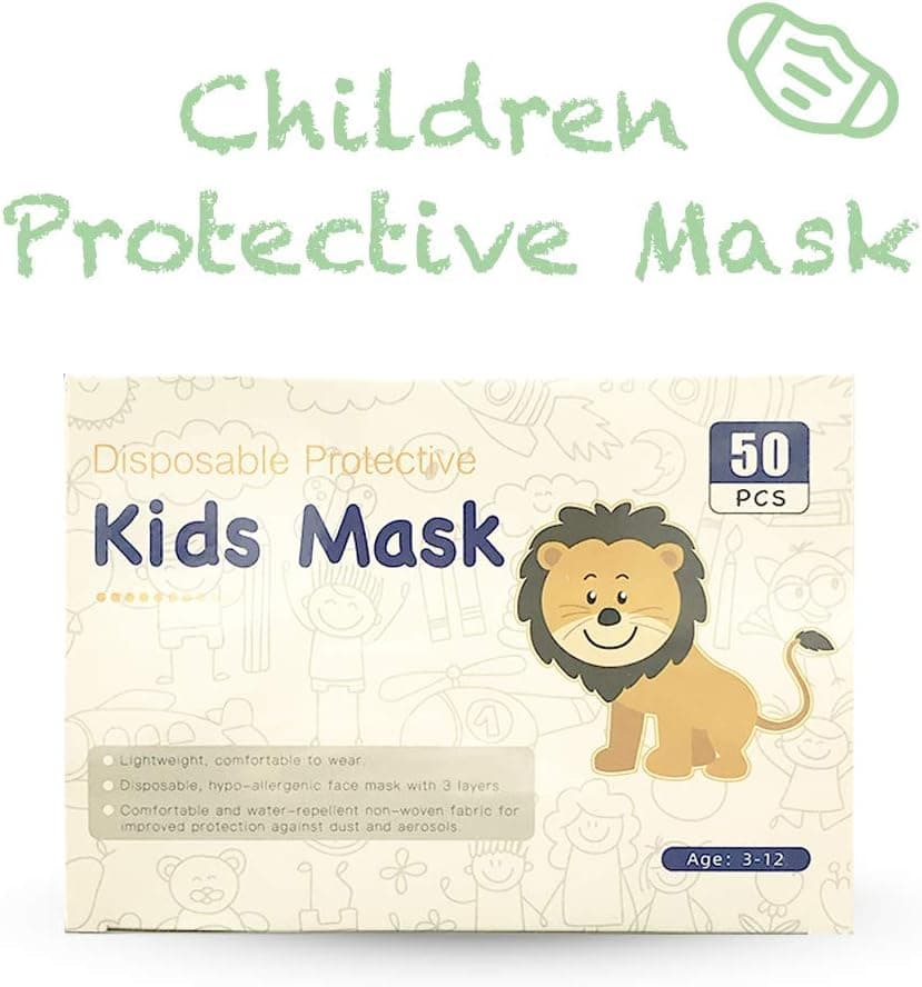Gemorie Kids Protective Disposable Lightweight 3 Layer Children's Face Covering (Pack of 50) - Various Patterns