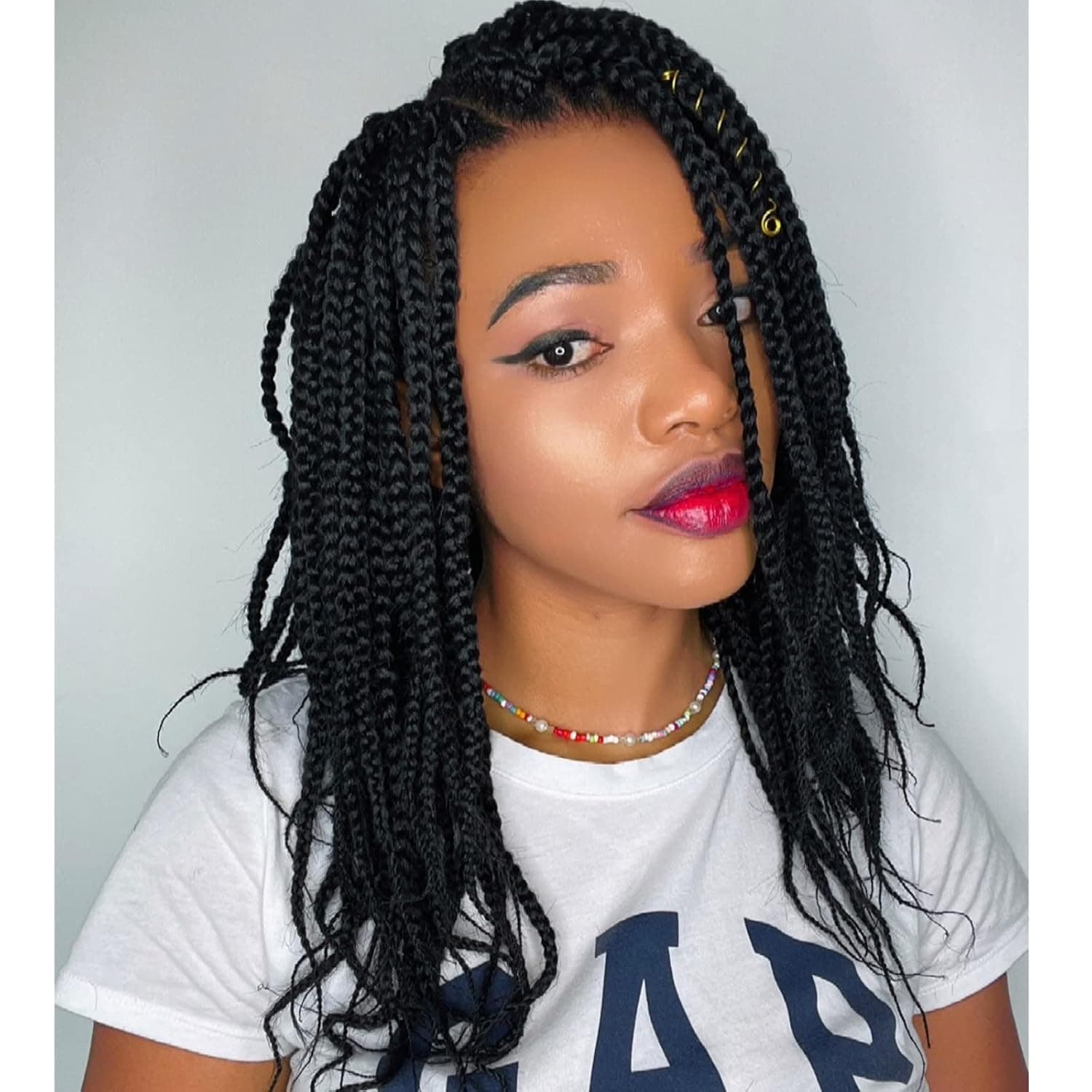 Box Braids Crochet Hair 7Pcs/lot Kanekalon Crochet hair Braids hot water setting fiber synthetic Braiding hair extensions for black women (12 Inch, 1B)