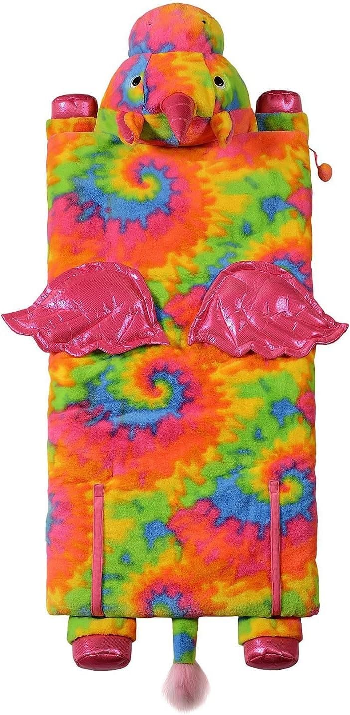 Women Owned Kids Plush Animal Slumber/Sleeping Bag with Super-Soft Cozy Faux Fur (Tie Die Unicorn)