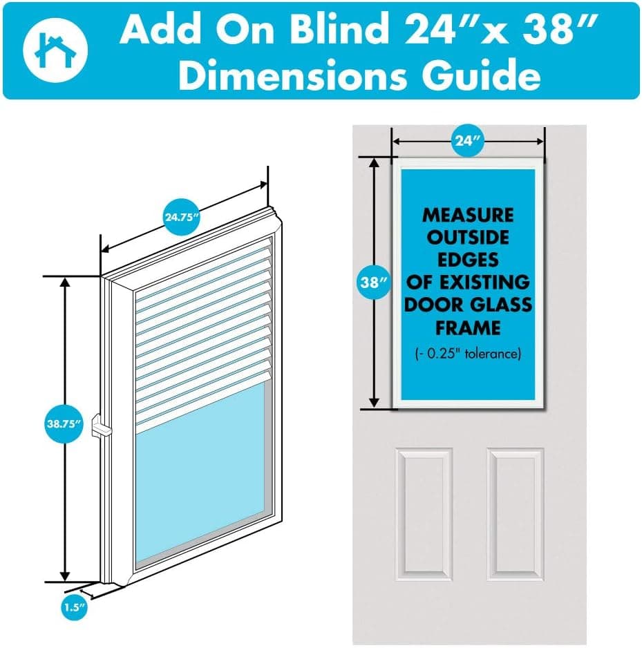 ODL Add On Blinds with Outer Frame Measurement 24" x 38" for Raised Frame Doors