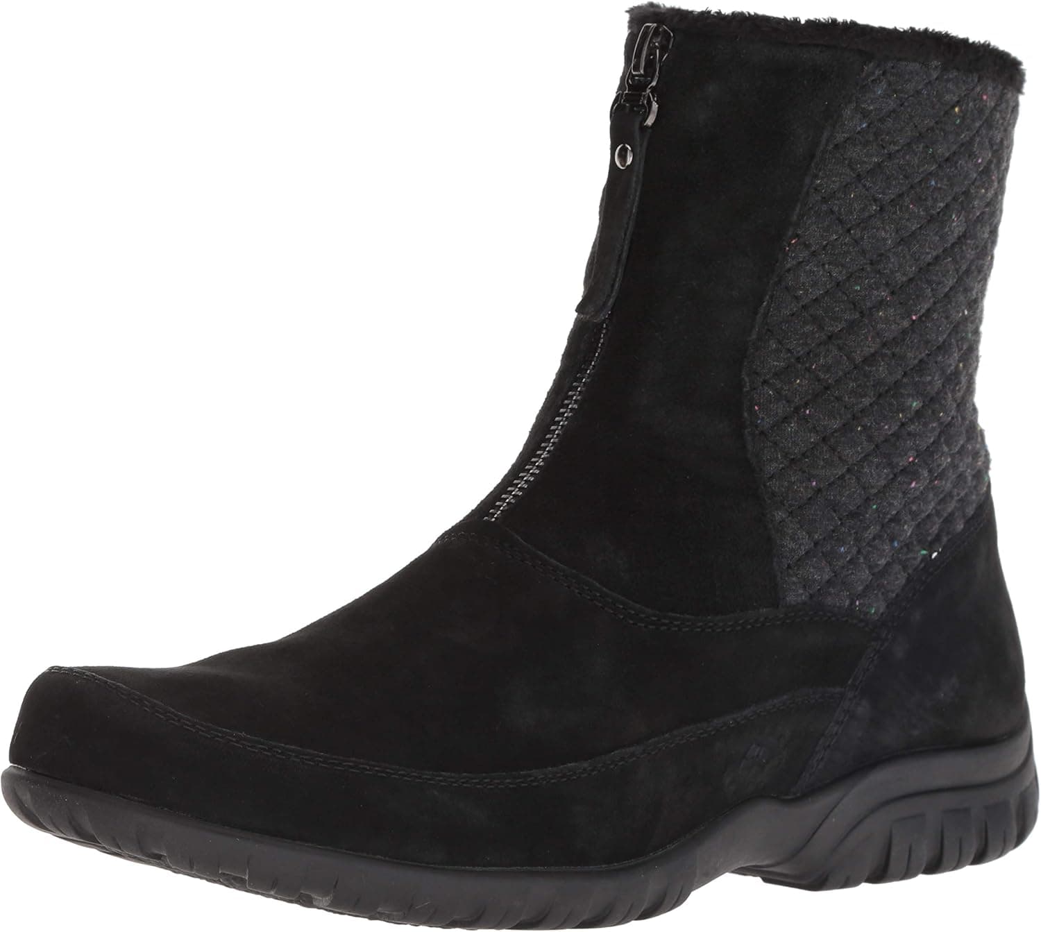 Propét Women's Delaney Mid Zip Calf Boot, Black Suede, 8 2E US