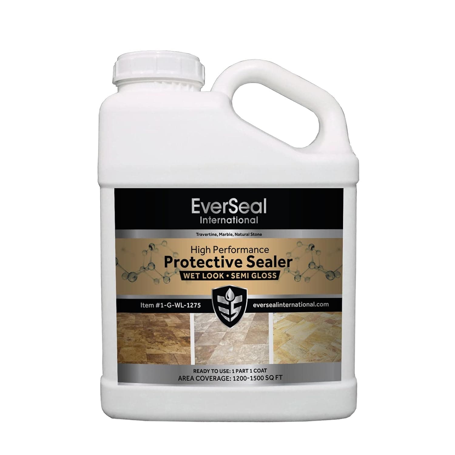 EverSeal Ready to Use 1-GAL Wet Look Travertine Marble & Natural Stone Protective Sealer | Penetrating Semi Gloss | Water Based Non-Toxic | Water Resistant | Made in USA