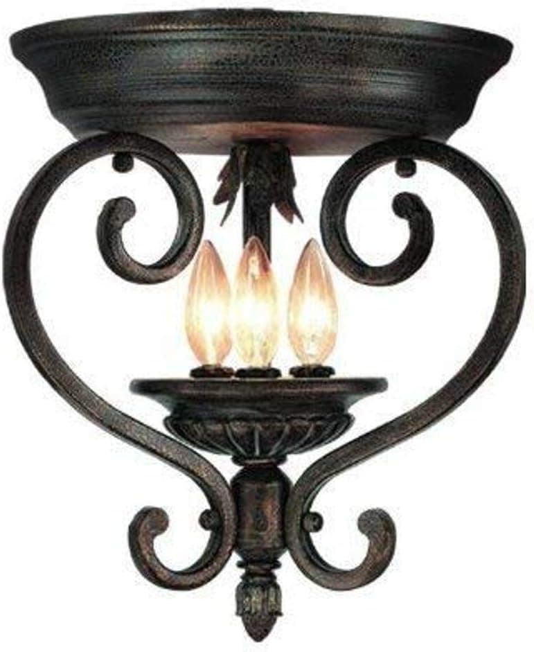 Woodbridge Lighting 36000-AGB Hawthorne 3-Light Flush Mount, Aged Bark