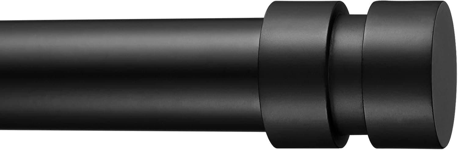 BRIOFOX Black Curtain Rods for Windows 72 to 144 inch,Adjustable Modern Window Curtain Rod 1 Inch With End Cap Design Finials, Decorative Drapery Curtain Rod