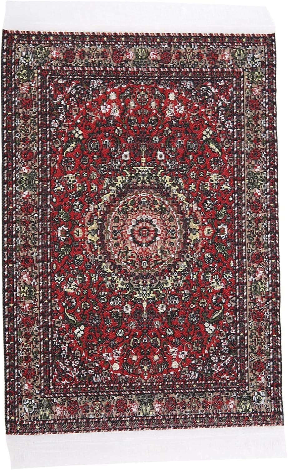 LZKW Turkishness Floral Print, Doll House Asseccories Dollhouse Furniture Dollhouse Blankets Dollhouse Accessories 1:12 Miniature Carpet for Miniature Dollhouse(Red Satin)