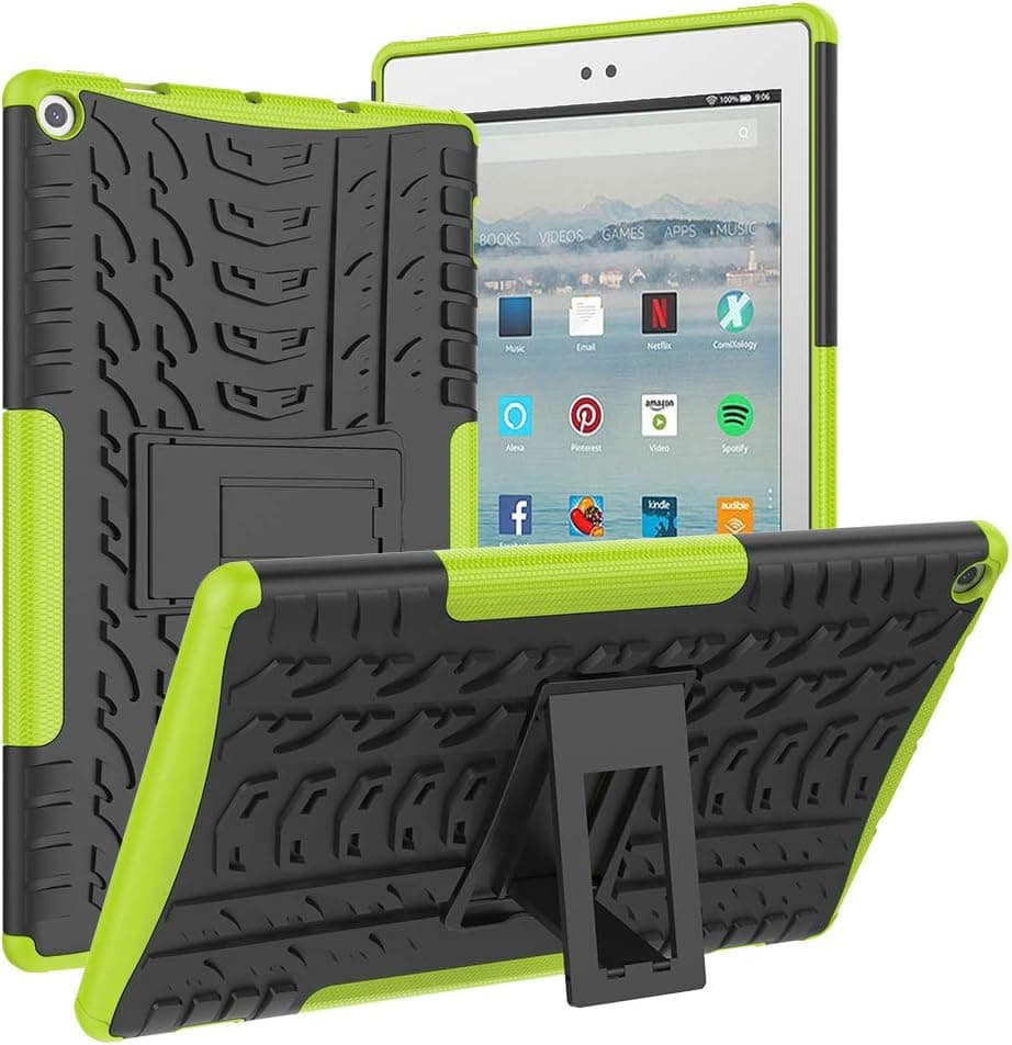 ROISKIN FlRE Tablet 10 Inch Case Cover (9th/7th Generation,2019/2017 Released), [Kickstand Feature] Dual Layer Heavy Duty Shockproof Impact Resistance Protective Case