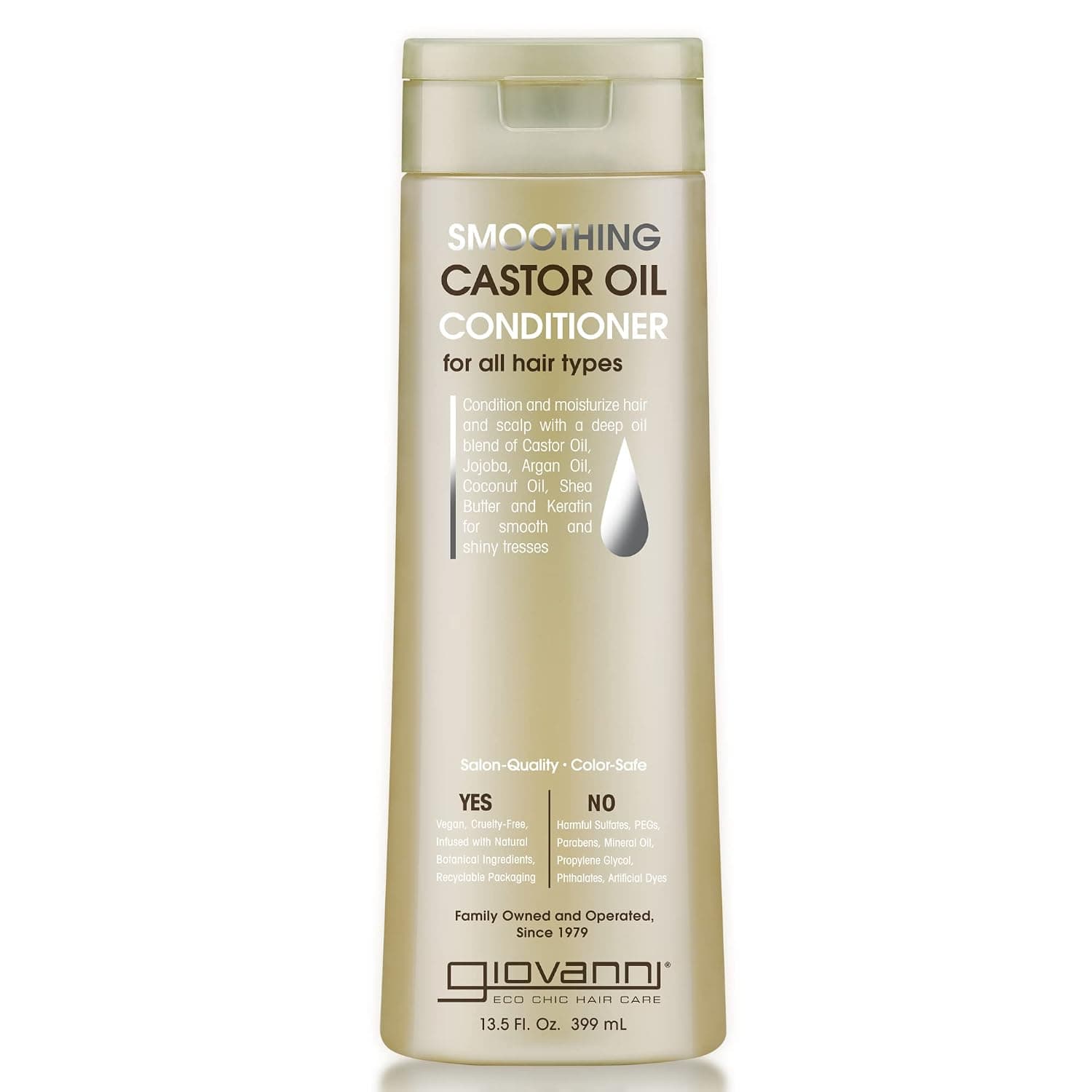 GIOVANNI Smoothing Castor Oil Conditioner, 13.5 oz. – All Hair Types, Moisturize Hair & Scalp, Hydrate & Tame Frizz, Jojoba, Argan Oil, Coconut Oil, Shea Butter, Keratin