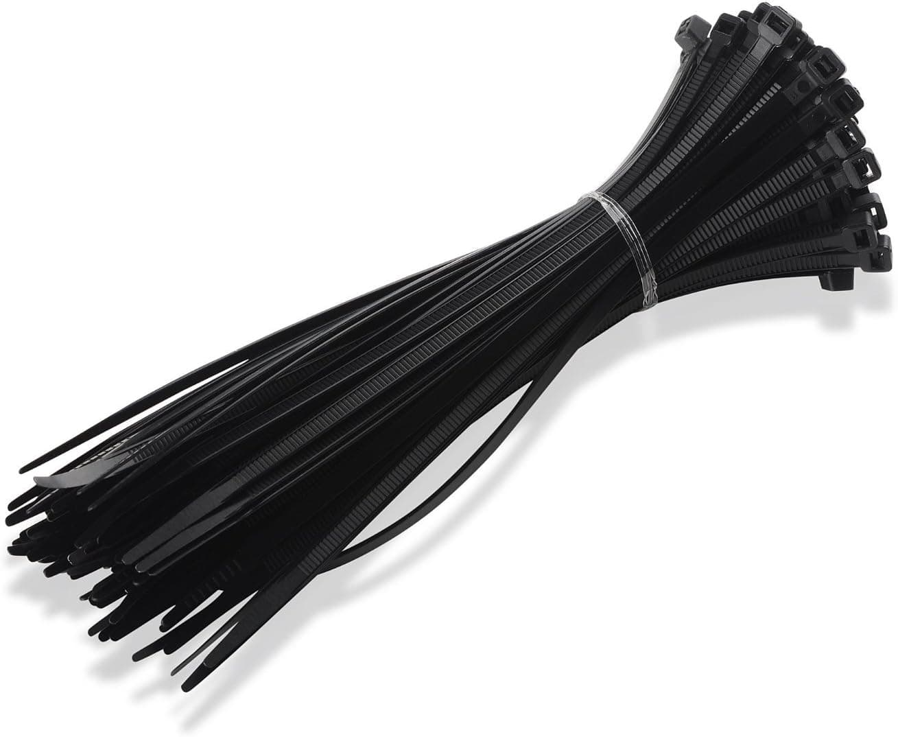 Simtyso 500 Pcs 8 Inches Hook and Loop Plastic Cable Wire Twist Tie Fasten Wrap in Black