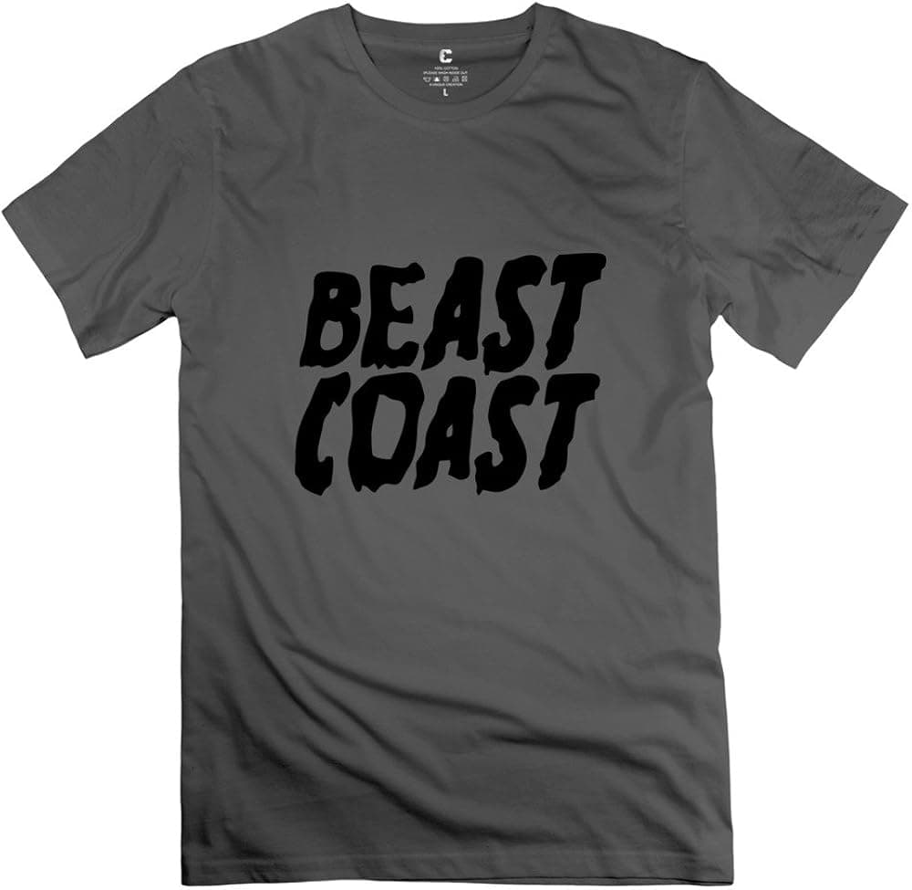 Yisw Men's Beast Coast T-Shirt L DeepHeather 100% Cotton Funny T-Shirt