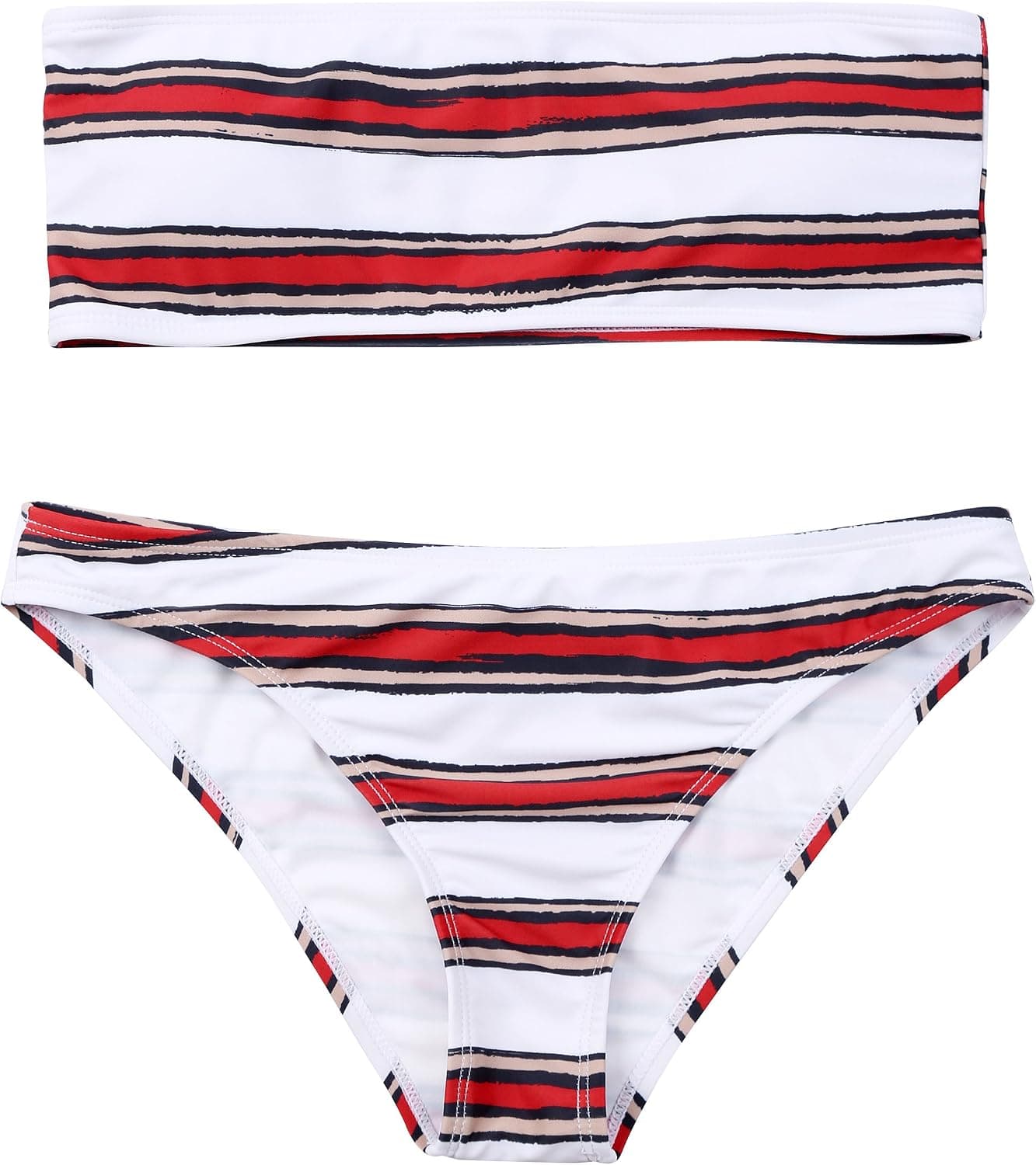 Lemonfish Women's Bandeau Bikini Set Removable Straps Swimsuit 2 Piece Bathing Suits
