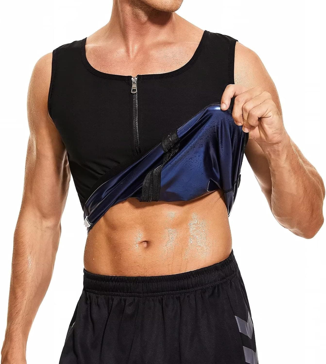 TERODACO Sauna Sweat Vest for Men Heat Trapping Sauna Suit Pullover Workout Shirt Tank Top Body Shaper for Weight Loss