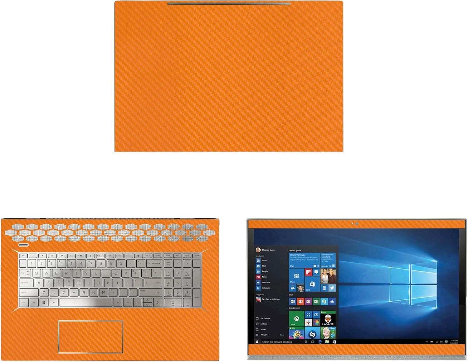 decalrus - Protective Decal for HP Envy 17M-BW0013DX (17.3" Screen) Laptop Orange Carbon Fiber Skin case Cover wrap CFhpEnvy17m_BW0013dxOrange