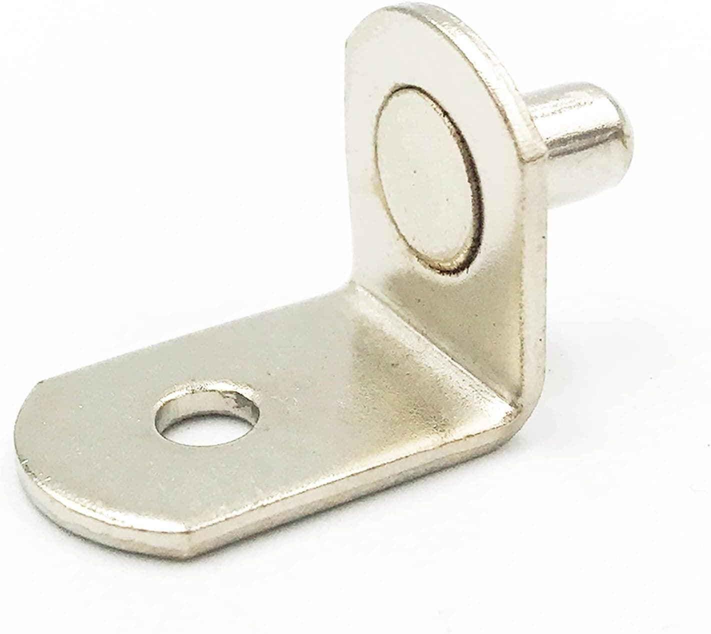 LAJIAOZ Hardware 45 Pcs 5mm L-Shaped Bracket Style Clips Shelf Support Pegs with Hole - Metal Nickel Plated Shelf Bracket Pins for Closets, Furniture, Cabinet, Bookshelf,Kitchens Support