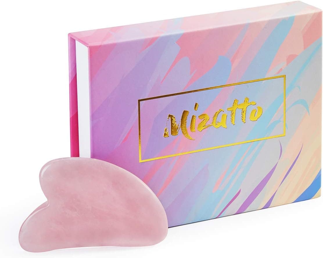 MIZATTO Rose Quartz Gua Sha Tool for Face and Body, Gua Sha Facial Scraping Massage Tool Lifting Your Face Anti-Wrinkles Anti-Aging