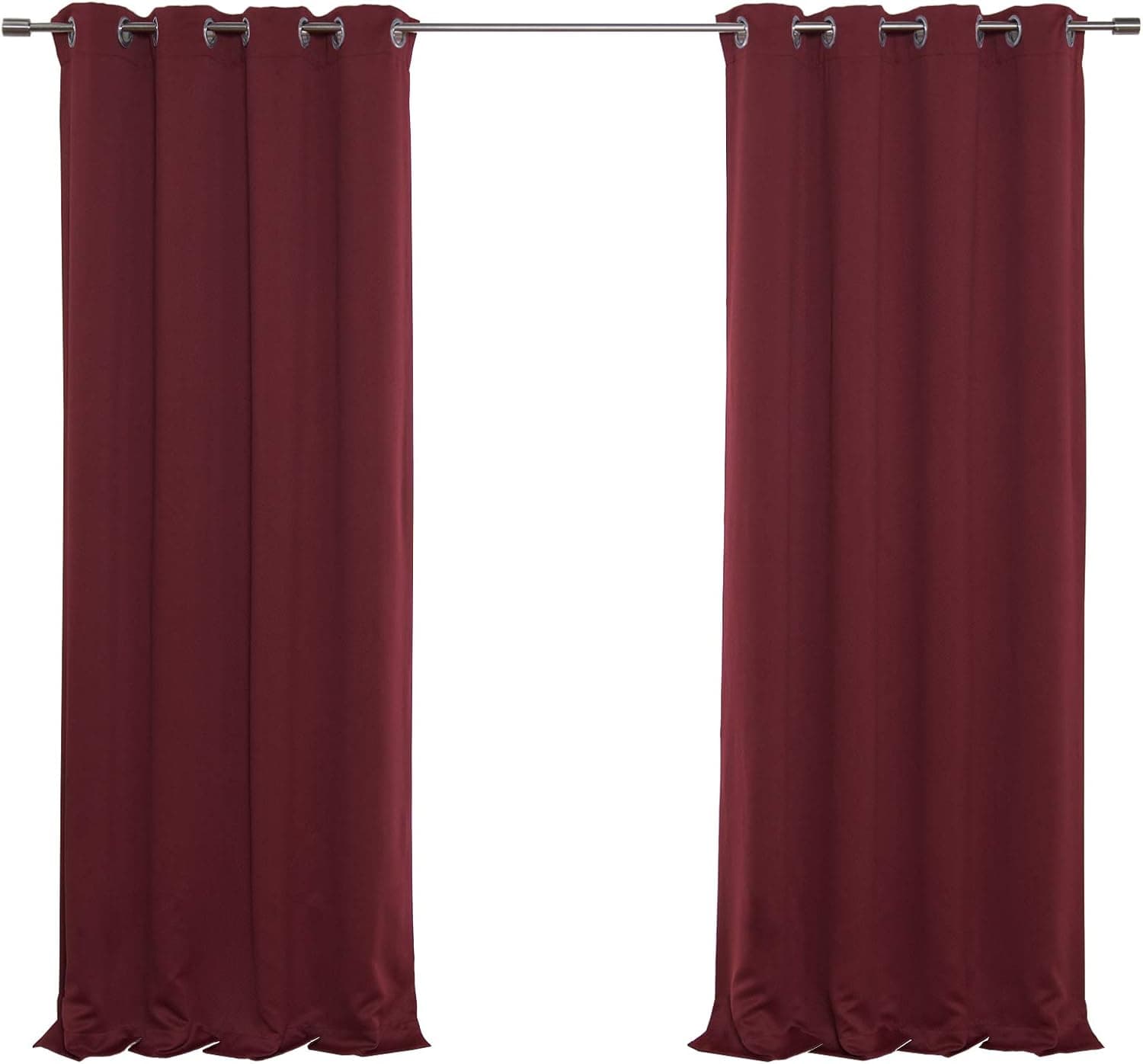 Best Home Fashion Premium Thermal Insulated Blackout Curtains - Stainless Steel Nickel Grommet Top - Burgundy - 52" w X 84" l - (Set of 2 Panels)