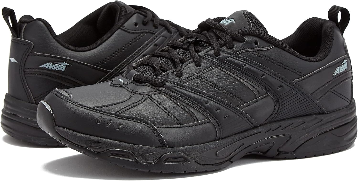 Avia Avi-Union II Non Slip Shoes for Women - Lace Up Comfort Women's Work or Walking Sneakers, Medium or Wide, Black or White