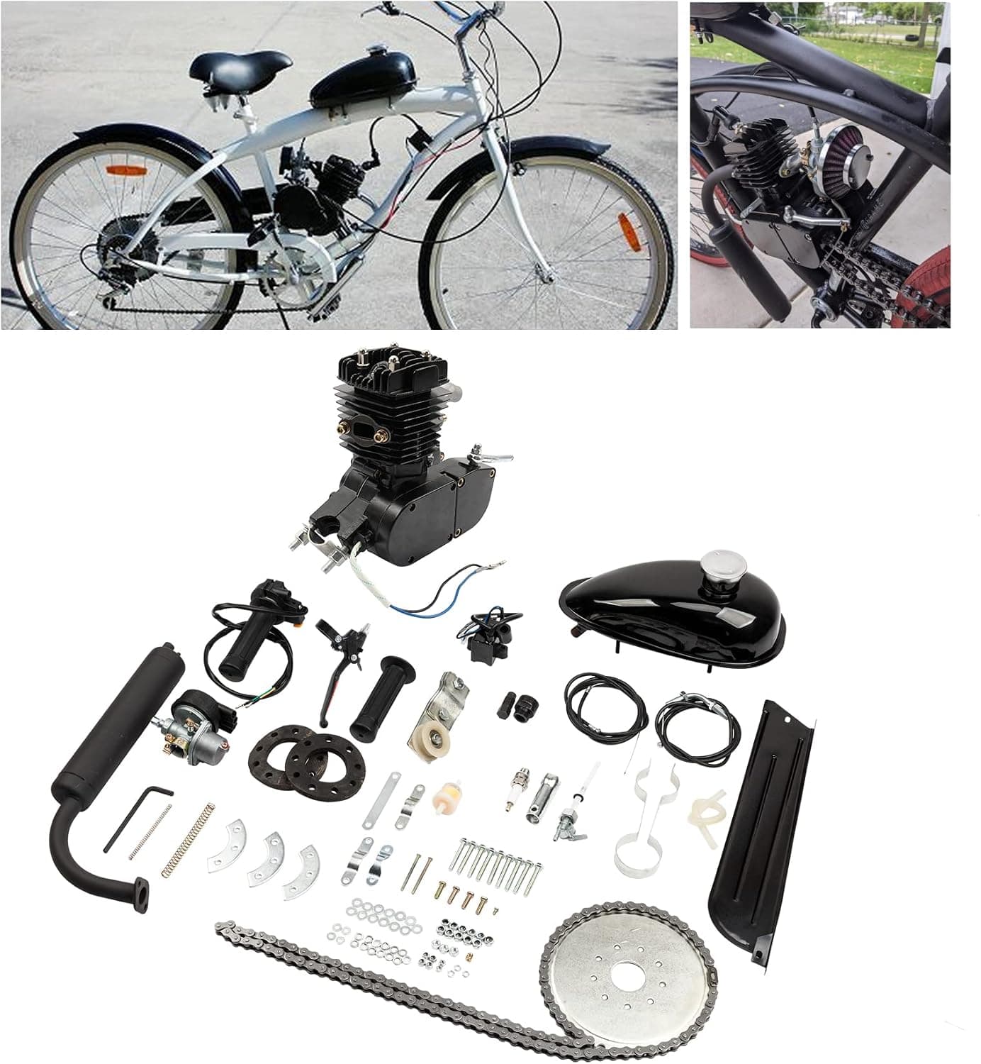 MOTOOS 2-stroke 50cc engine kit Compatible with most 26" or 28' wheeled bikes with V-frame For Bicycle Mountain and Road Bike Motorized Motor Bike