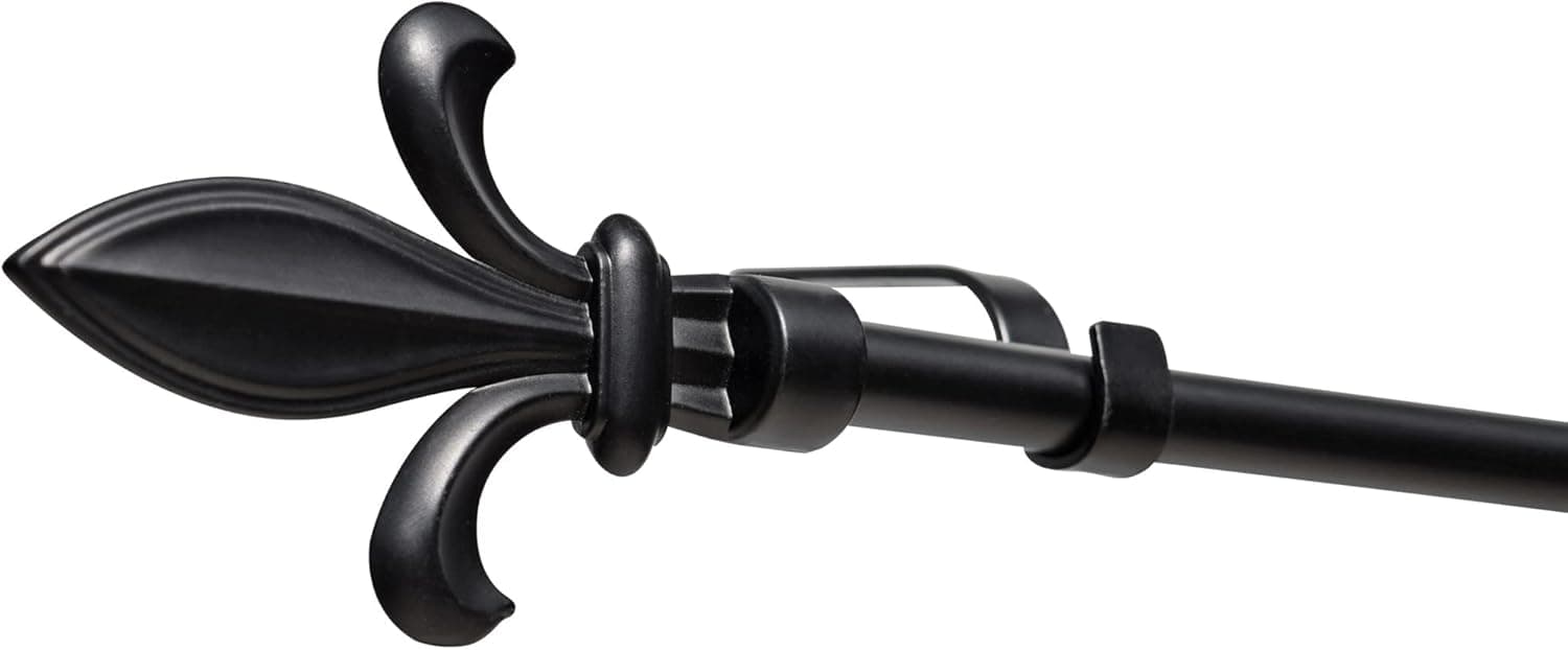 Austere Vogue Curtain Rod, 48-84 In, Black, Metal Cafe Rod Window Treatment Rod Drapery Rod