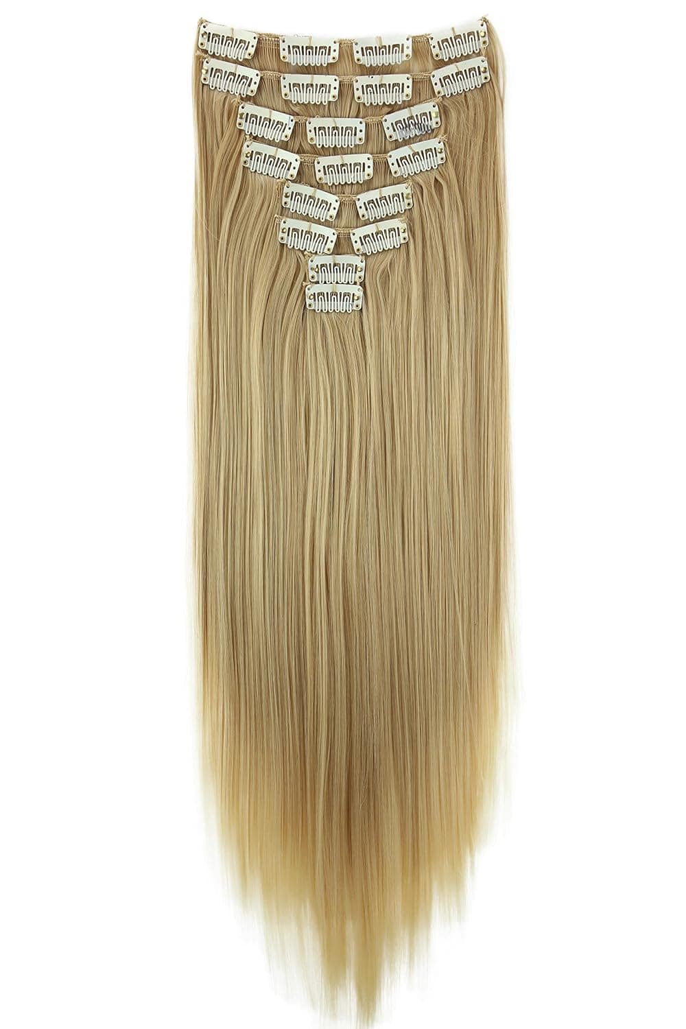 CAISHA by PRETTYSHOP XL 24" 7 Pieces Set CLIP IN EXTENSIONS Hairpiece Straight Light Blonde Mix CE7