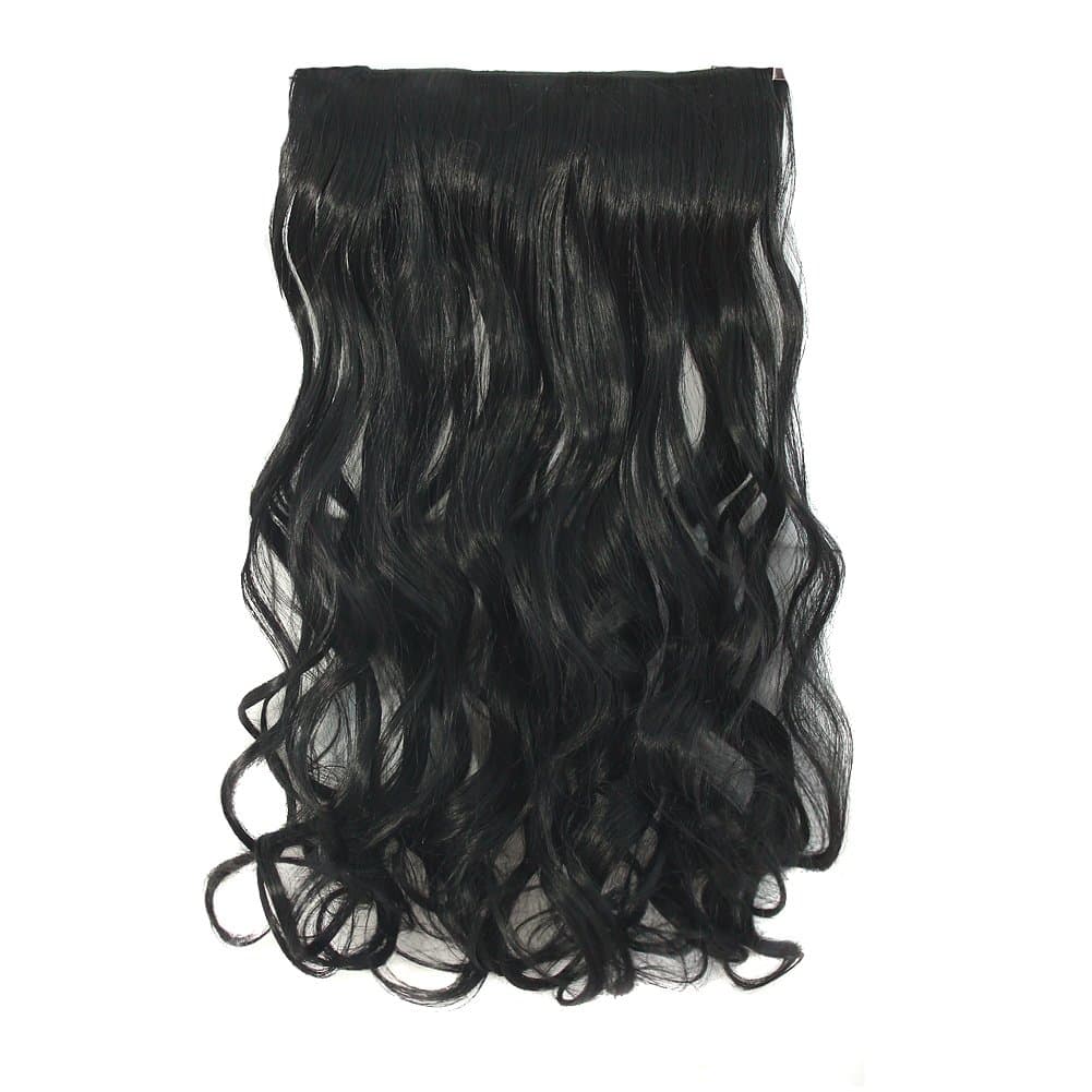 MapofBeauty 20"/50cm Fashion Long Curly 5 Clip Hair Extensions/Hairpieces (Black)