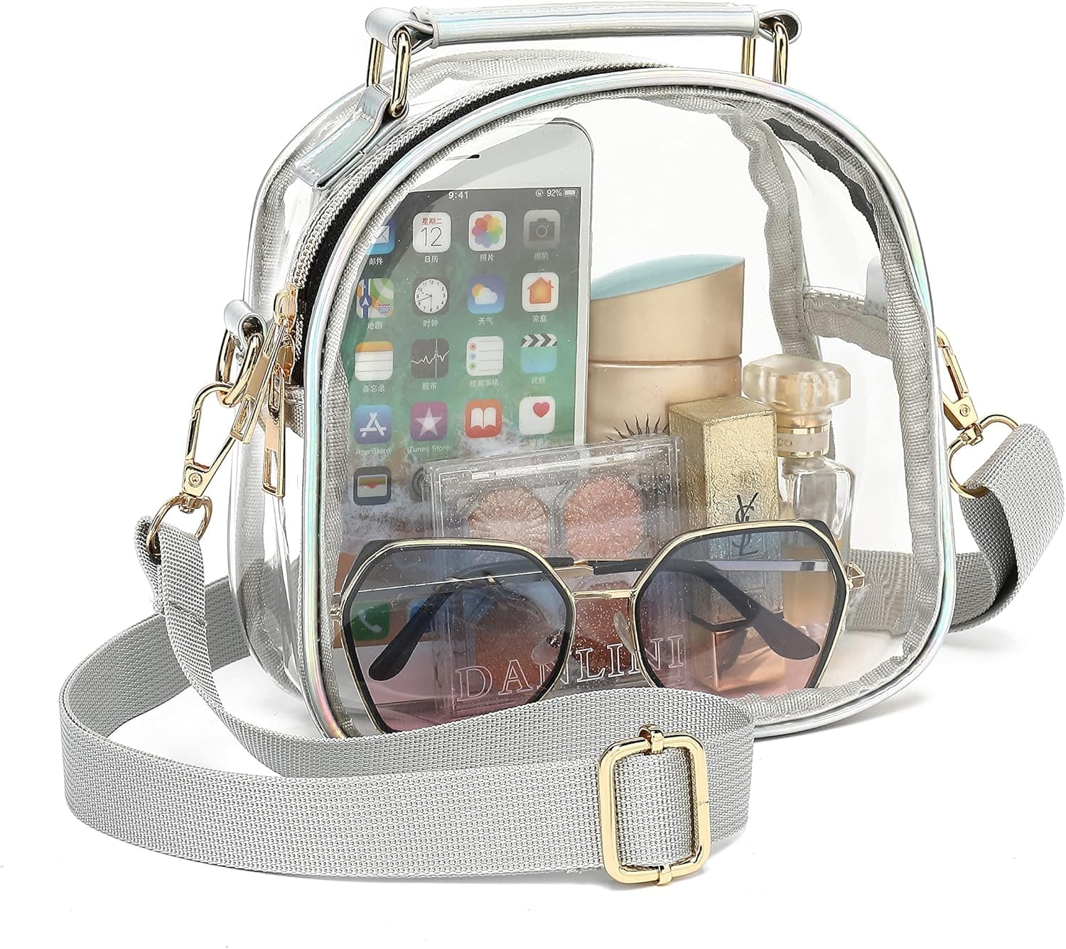 Clear Purses for Women Stadium, Cute Clear Bag Stadium Approved, Clear Handbag with Rainbow Zippers